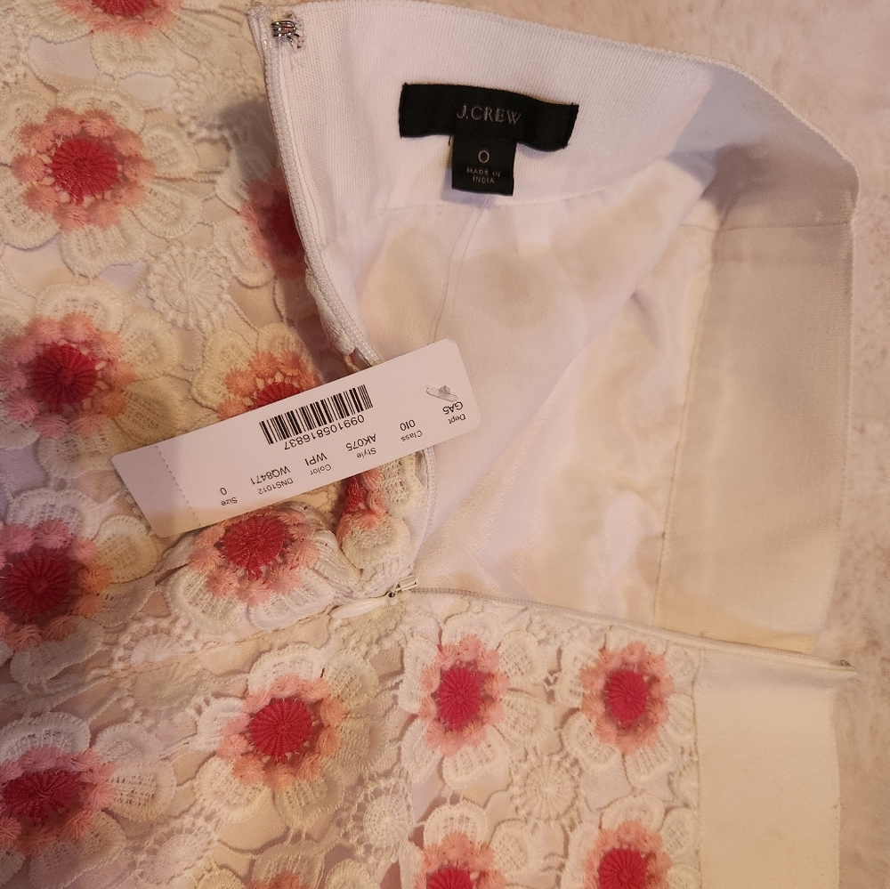 NWT J. Crew Crochet Pencil Skirt Size 0 Pink & White Floral Knee Length - Picture 5 of 6